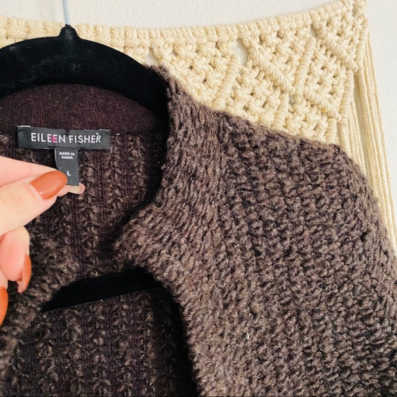 Eileen Fisher Wool Alpaca Blend Brown Cardigan - Picture 10 of 10